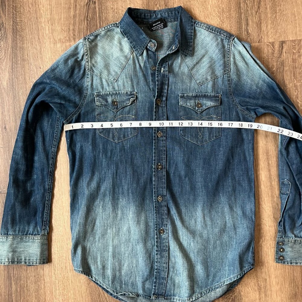 Broken Threads Denim Western Shirt Sz S - Picture 8 of 11